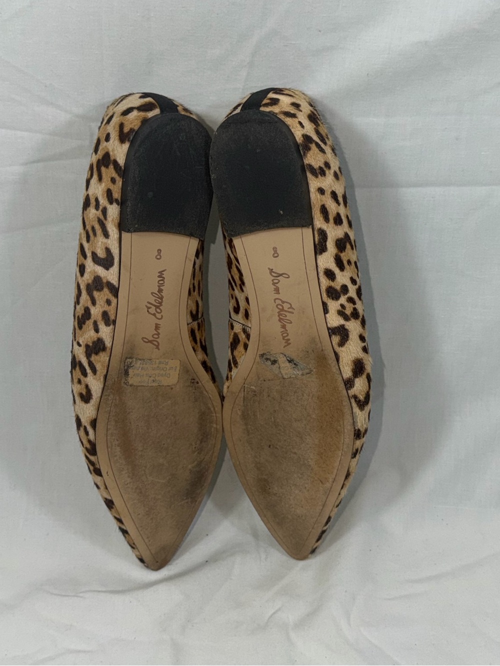 Sam Edelman Rini Leopard Print Calf Hair Pointed Toe Studded Ballet Flats 8M - Picture 7 of 11
